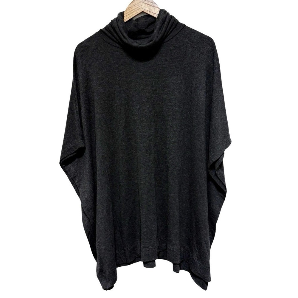 Lou Grey Poncho Womens XS S Gray Turtleneck Super Stretchy Open Sides Sweater